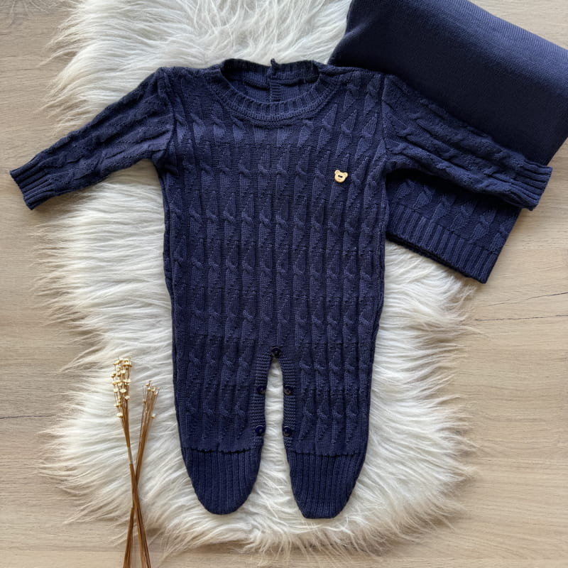 Knit Maternity Take-Home Set with Teddy Bear Detail – 2 Pieces, Deep Tone