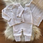 Textured Knit Maternity Take-Home Set with Coat, Romper and Blanket – White