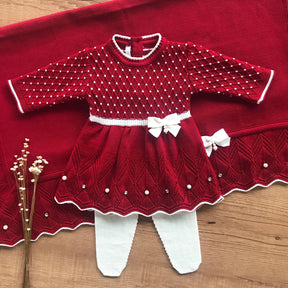 Smocked Maternity Take-Home Set with Red Swarovski Crystals
