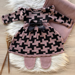 Bicolor Maternity Take-Home Set with Luxury Bow – 3 Pieces, Silver Pink and Black