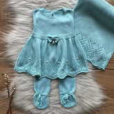 Bow and Pearls Maternity Take-Home Set – 3 Pieces, Blue