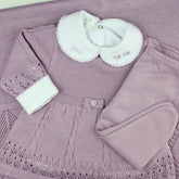 Helena Girls’ Knit Baby Maternity Take-Home Set – 7 Pieces, Includes Hand-Personalized Bodysuit – Lilac