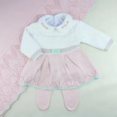 Gabriele Girls’ Knit Baby Maternity Take-Home Set – 7 Pieces, Includes Embroidered Bodysuit – Rose Potpourri