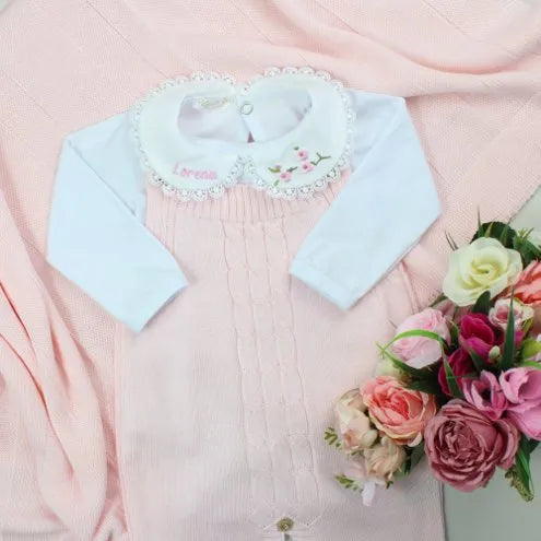 Laura Girls’ Knit Baby Maternity Take-Home Set – 7 Pieces, Includes Personalized Bodysuit – Baby Pink